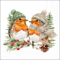 Napkin 33 Warmly dressed robins FSC Mix