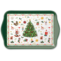 Tray melamine 13x21 cm Christmas evergreen white