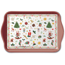 Tray melamine 13x21 cm Ornaments all over red