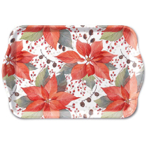 Tray melamine 13x21 cm Poinsettia and berries