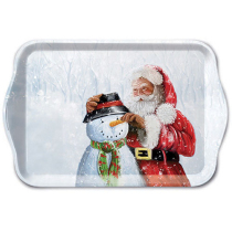 Tray melamine 13x21 cm Santa and snowman