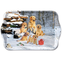 Tray melamine 13x21 cm Golden retriever puppies