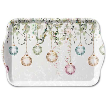 Tray melamine 13x21 cm Floral Christmas grey