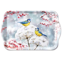 Tray melamine 13x21 cm Birds in the snow