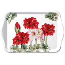 Tray melamine 13x21 cm Blooming amaryllis white