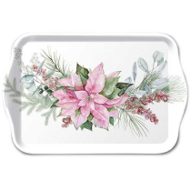 Tray melamine 13x21 cm Pink poinsettia