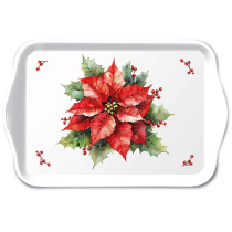 Tray melamine 13x21 cm Festive poinsettia white