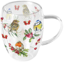 Double-walled glass 0.35 L Birds in winter