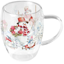 Double-walled glass 0.35 L Sporty snowmen