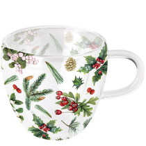 Double-walled glass 0.2 L Winter greenery white