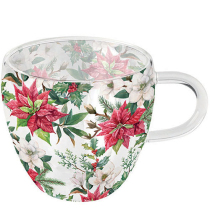 Double-walled glass 0.2 L Christmas florals