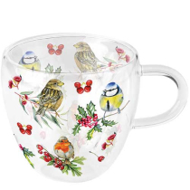 Double-walled glass 0.2 L Birds in winter