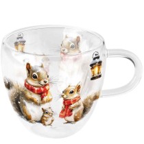 Double-walled glass 0.2 L Squirrel family