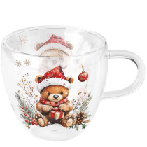 Double-walled glass 0.2 L Teddy's gift white