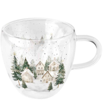 Double-walled glass 0.2 L Snowy houses
