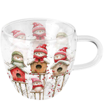 Double-walled glass 0.2 L Birdhouse quartet white