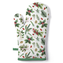 Oven mitt Winter greenery white