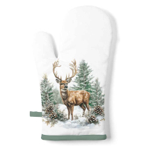 Oven mitt Winter stag white