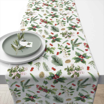 Table runner 40x150 cm Winter greenery white