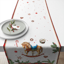 Table runner 40x150 cm Classic rocking horse white