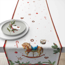 Table runner 40x150 cm Classic rocking horse white