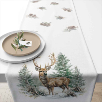 Table runner 40x150 cm Winter stag white