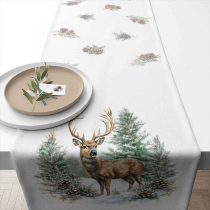 Table runner 40x150 cm Winter stag white