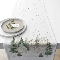 Table runner 40x150 cm Snowy houses