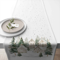 Table runner 40x150 cm Snowy houses
