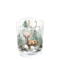 Tea light holder Winter stag white