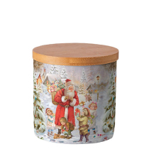 Storage jar small Santa bringing presents