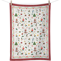 Kitchen towel Ornaments all over red