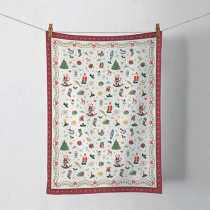 Kitchen towel Ornaments all over red