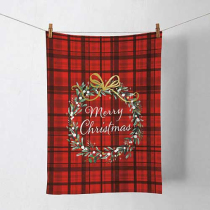 Kitchen towel Christmas plaid red