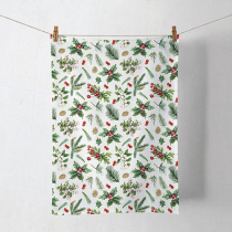 Kitchen towel Winter greenery white