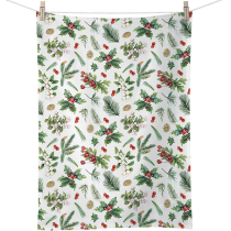 Kitchen towel Winter greenery white