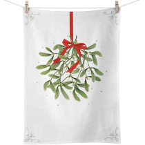 Kitchen towel Mistletoe with bow white