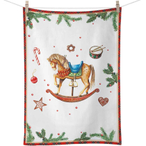 Kitchen towel Classic rocking horse white