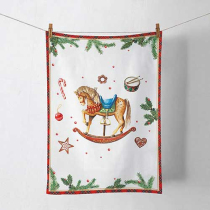 Kitchen towel Classic rocking horse white