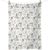 Kitchen towel Forest gnomes white