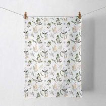 Kitchen towel Forest gnomes white