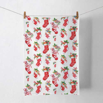 Kitchen towel X-Mas stockings white