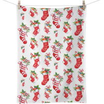 Kitchen towel X-Mas stockings white