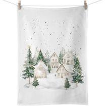 Kitchen towel Snowy houses