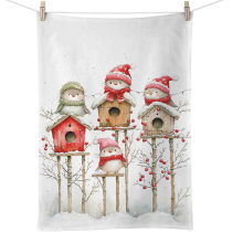 Kitchen towel Birdhouse quartet white