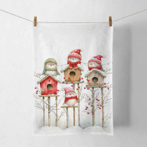 Kitchen towel Birdhouse quartet white