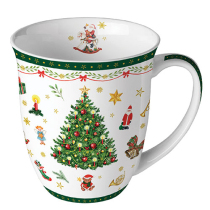 Mug 0.4 L Christmas evergreen white