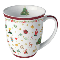 Mug 0.4 L Ornaments all over red