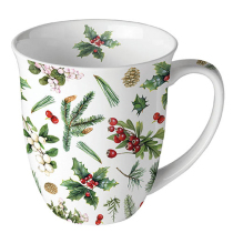 Mug 0.4 L Winter greenery white