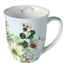 Mug 0.4 L White poinsettia
